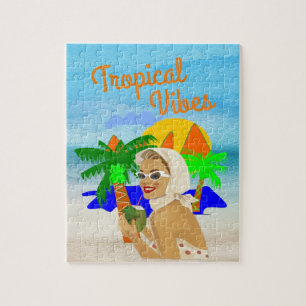 Tropical Vibes Lady Jigsaw Puzzle