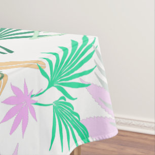 Tropical Vibes Leaves Plants Pastel Theme Tablecloth
