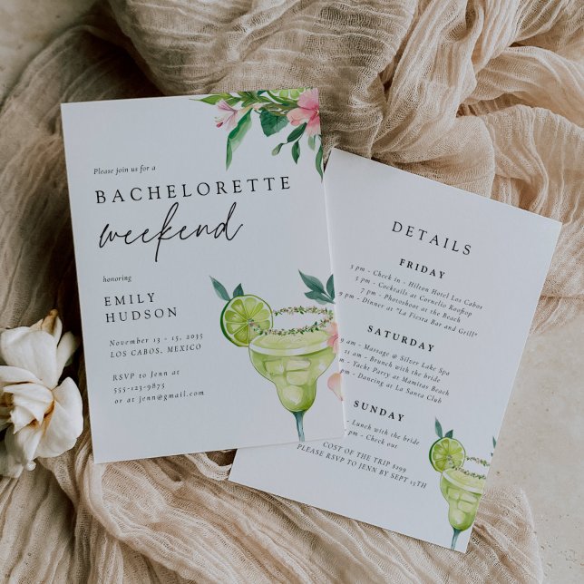 Tropical Vibes Mexico Beach Bachelorette Weekend Invitation (Creator Uploaded)