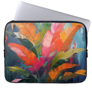 Tropical Vibrance – Abstract Colorful Leaves Laptop Sleeve
