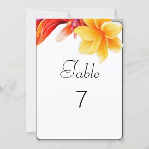 Tropical vibrant floral table number