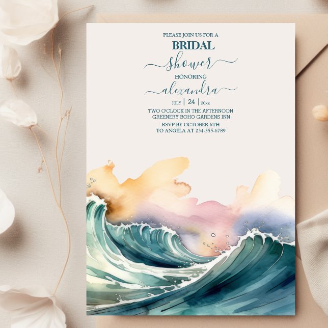 Tropical Vintage Beach Destination  Bridal Shower Invitation (Creator Uploaded)