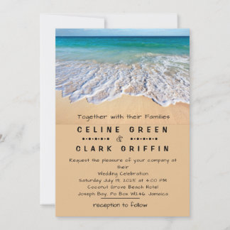 Tropical Vintage Beach Destination Wedding Invitation