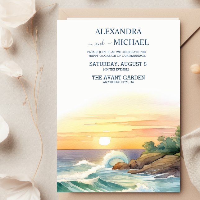 Tropical Vintage Beach Destination Wedding Invitation (Creator Uploaded)