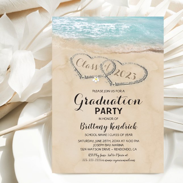 Tropical Vintage Beach Graduation Party Invitation (Creator Uploaded)