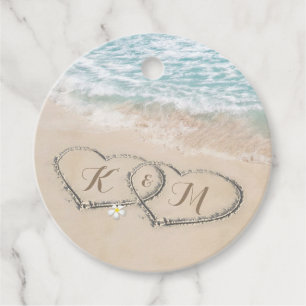 Tropical Vintage Beach Heart Shore Wedding Favour Tags