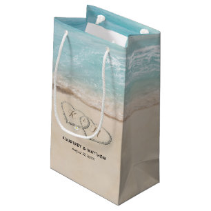 Tropical Vintage Beach Heart Shore Wedding Small Gift Bag