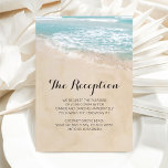 Tropical Vintage Beach Heart Wedding Reception Enclosure Card<br><div class="desc">Beach destination wedding reception information cards featuring a summer tropical beach island background, a vintage sandy beach with two hearts in the shoreline, your initials and a wedding text template. Click on the “Customise it” button for further personalisation of this template. You will be able to modify all text, including...</div>