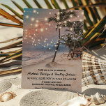 Tropical Vintage Beach Lights Wedding Invitation<br><div class="desc">Escape into the mesmerising world of our Vintage beach destination wedding invitations. The romantic sunset tropical beach setting coupled with lush palm trees and twinkling string lights, etched beautifully onto each piece, promises not just an invite but a peek into an upcoming paradise rendezvous. Let your invitation be the alluring...</div>