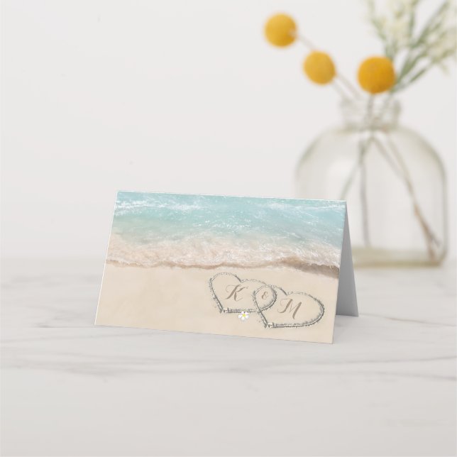 Tropical Vintage Beach Shoreline Place Card (Back)