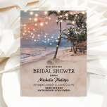 Tropical Vintage Beach String Lights Bridal Shower Invitation<br><div class="desc">Vintage beach destination bridal shower invitations featuring a romantic sunset tropical beach setting with lush palm trees and string twinkle lights.</div>