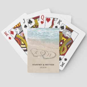 Tropical Vintage Beach Wedding Favour Playing Cards