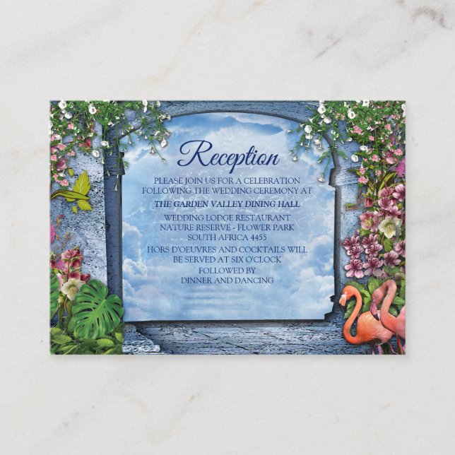 Tropical Vintage Blue Marble Palace Enclosure Card (Front)