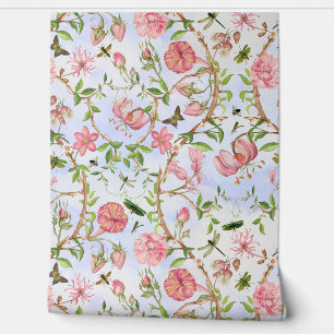 Tropical Vintage Butterflies Garden Chinoiserie Wallpaper