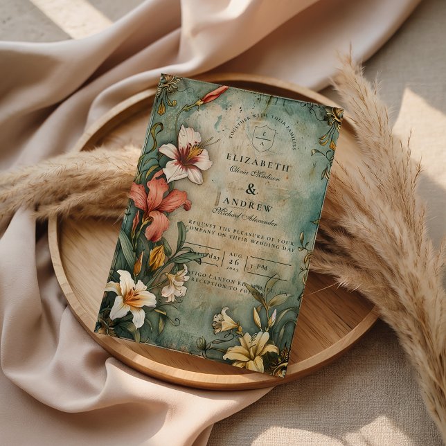 Tropical Vintage Garden Wedding Invitation (Creator Uploaded)