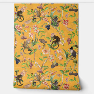 Tropical Vintage Monkey Gardenparty Chinoiserie Wallpaper