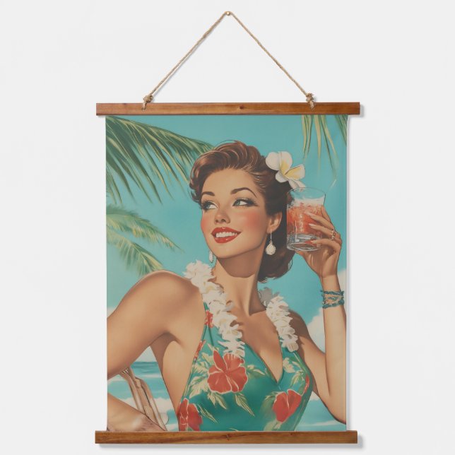 Tropical Vintage Paradise Vibes Hanging Tapestry (Front)