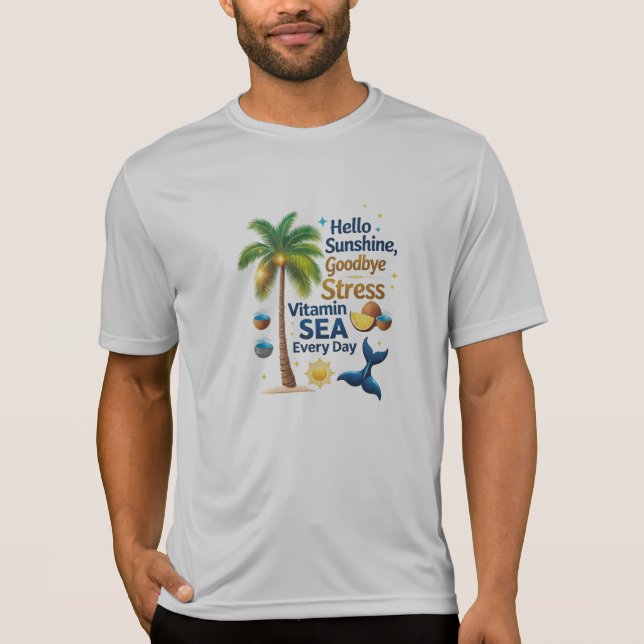 Tropical “Vitamin Sea” Palm Graphic – Sport-Tek  T-Shirt (Front)