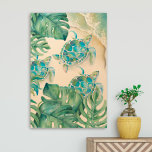 Tropical Wall Art Palm Leaf and Sea Turtle<br><div class="desc">This tropical wall art features sea turtle and monstera palm leaf artwork. A charming choice for modern beach house decor, tropical bedroom ideas or rattan nursery decor in your Florida home or any tropical location. is the perfect compliment to your coastal or rattan decor. To see more exotic sea turtle...</div>