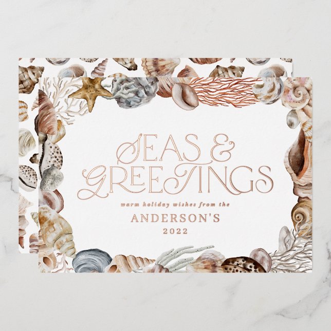 Tropical warm Christmas seas & greetings modern  (Front/Back)