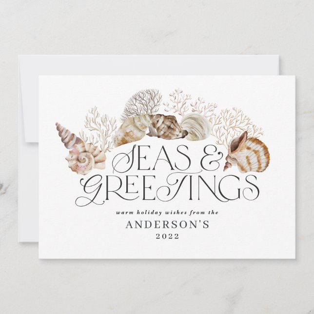 Tropical warm Christmas seas & greetings modern Ho Holiday Card (Front)