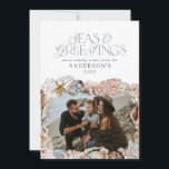 Tropical warm Christmas seas greetings photo blue Holiday Card<br><div class="desc">Tropical warm blue Christmas seas & greetings modern elegant fun photo holiday card design</div>