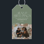 Tropical warm Christmas seas greetings photo green Gift Tags<br><div class="desc">Tropical warm sage green Christmas seas & greetings modern elegant fun photo holiday card design</div>