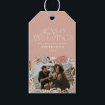 Tropical warm Christmas seas greetings photo pink Gift Tags<br><div class="desc">Tropical warm pink peach Christmas seas & greetings modern elegant fun photo holiday card design</div>