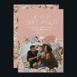 Tropical warm Christmas seas greetings photo pink Holiday Card<br><div class="desc">Tropical warm peach pink Christmas seas & greetings modern elegant fun photo holiday card design</div>