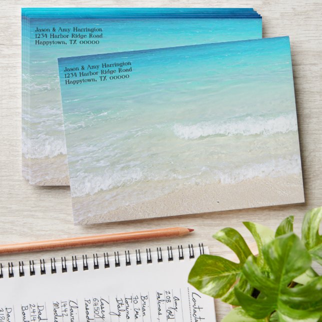 Tropical Water Custom Return Address Envelope (Stacked)