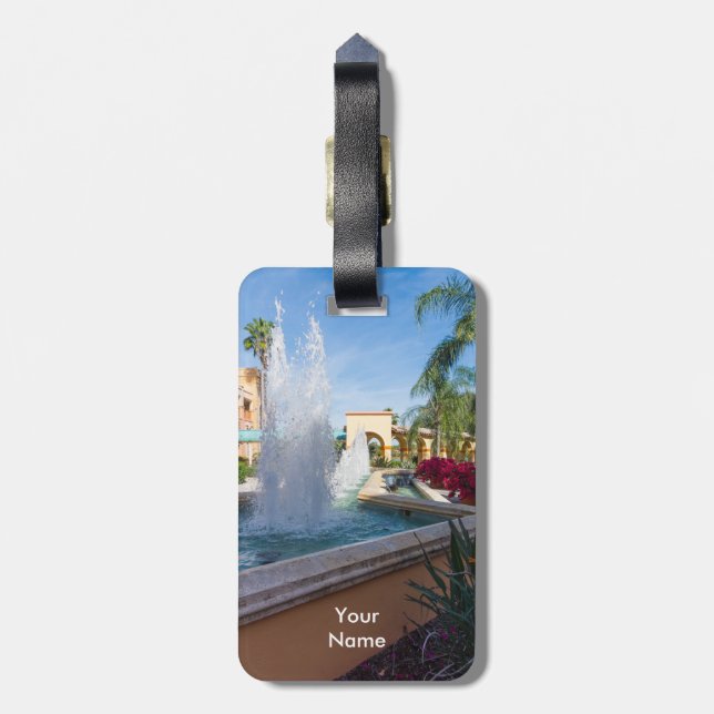 Tropical Water Fountain Luggage Tag (Back Vertical)