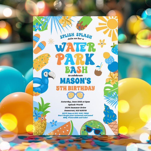  Tropical Water Park Summer Birthday Party Invitation (Creator Uploaded)