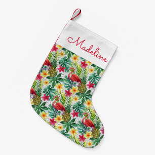 Tropical Watercolor   Add Your Name Small Christmas Stocking