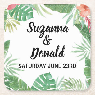 Tropical Watercolor Aloha Coasters Wedding Party