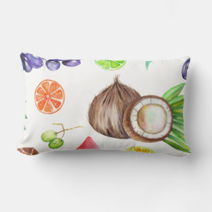 Tropical Watercolor Art Lumbar Cushion