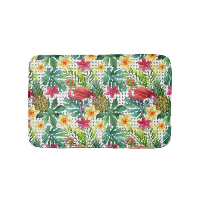 Tropical Watercolor Bath Mat (Front)