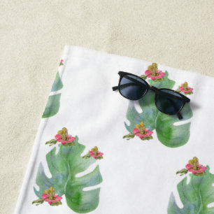 Tropical watercolor beach towel 
