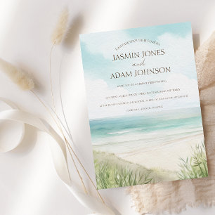 Tropical Watercolor Beach Wedding Invitation
