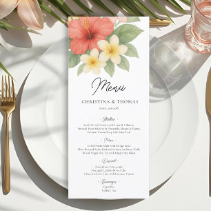 Tropical Watercolor Beach Wedding Menu