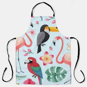 Tropical Watercolor: Bird-Flower Fusion. Apron