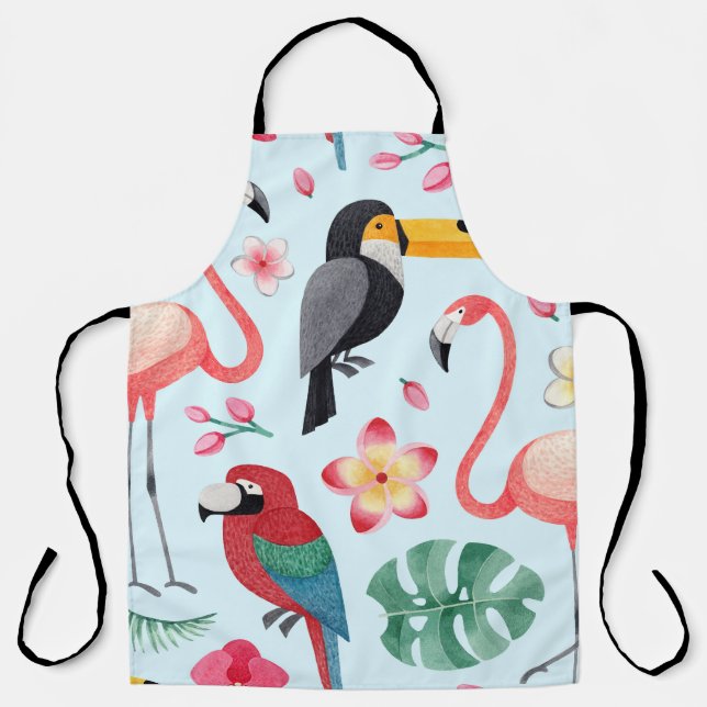 Tropical Watercolor: Bird-Flower Fusion. Apron (Front)