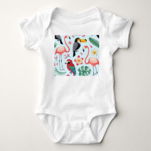 Tropical Watercolor: Bird-Flower Fusion. Baby Bodysuit