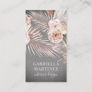 Tropical Watercolor Blooms Interior Designer Business Card