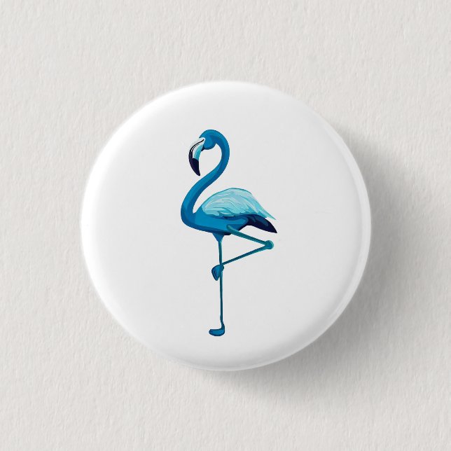 Tropical Watercolor Blue Flamingo 3 Cm Round Badge (Front)