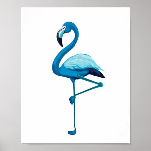 Tropical Watercolor Blue Flamingo Poster