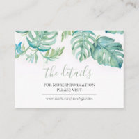 Tropical Watercolor Botanical Guest Details Insert