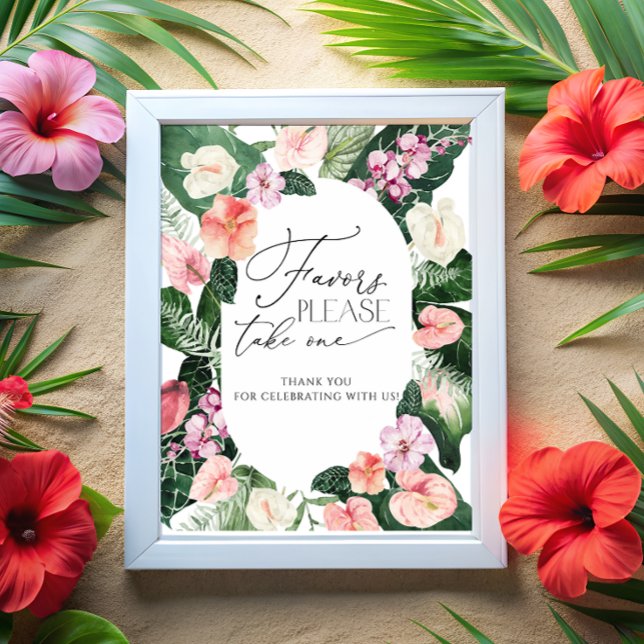 Tropical Watercolor Favours Please Take One Poster (Creator Uploaded)