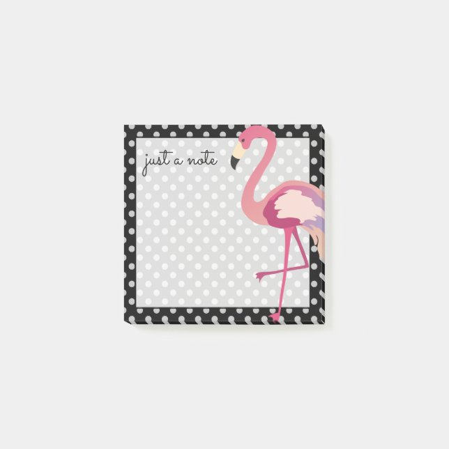 Tropical | Watercolor Flamingo Polka Dots Post-it Notes (Front)