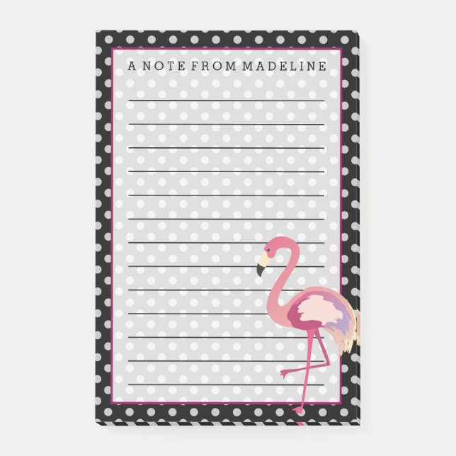 Tropical | Watercolor Flamingo Polka Dots Post-it Notes (Front)