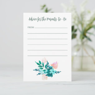 Tropical Watercolor Floral Baby Shower Mum  Advice Card
